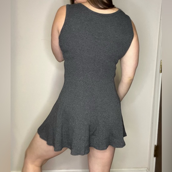 Vintage 90s Zaloni by Jalate Ribbed Tank Swing Dress Size Small Gray - Picture 5 of 13